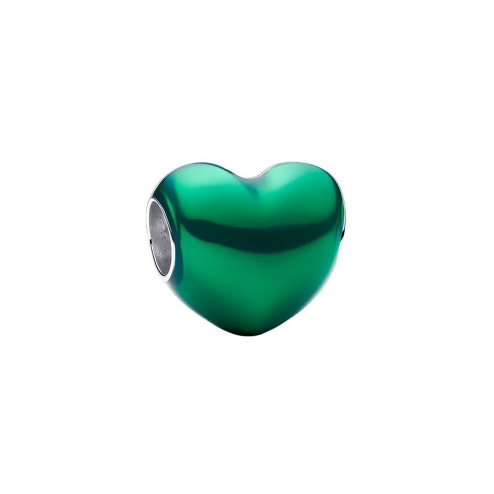Pandora Moments Silver Metallic Green Heart Charm